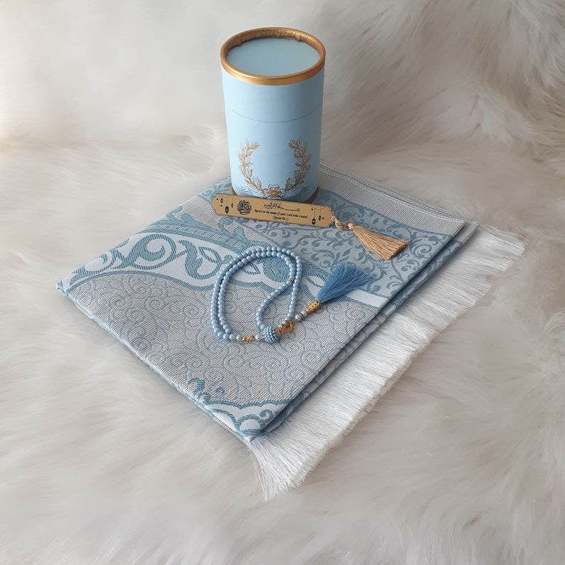 Prayer design mat, Tasbeeh & Prayer Hat Gift Box