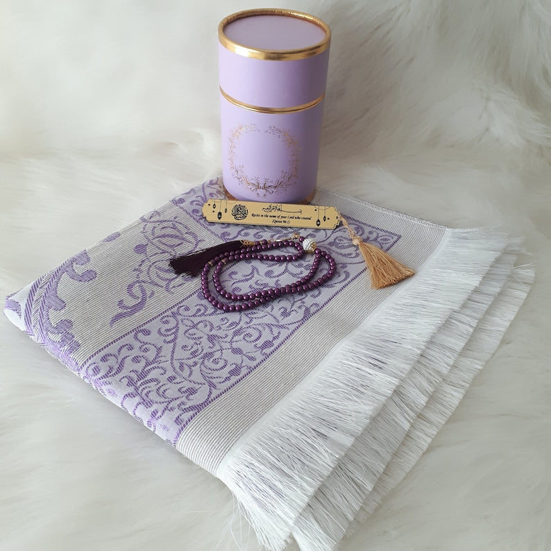 Prayer design mat, Tasbeeh & Prayer Hat Gift Box