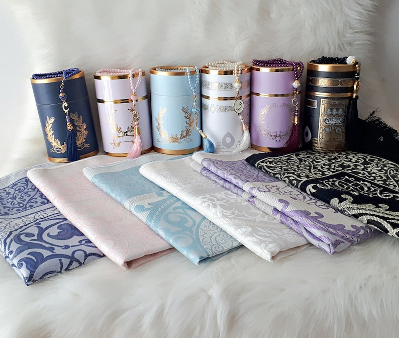Prayer design mat, Tasbeeh & Prayer Hat Gift Box