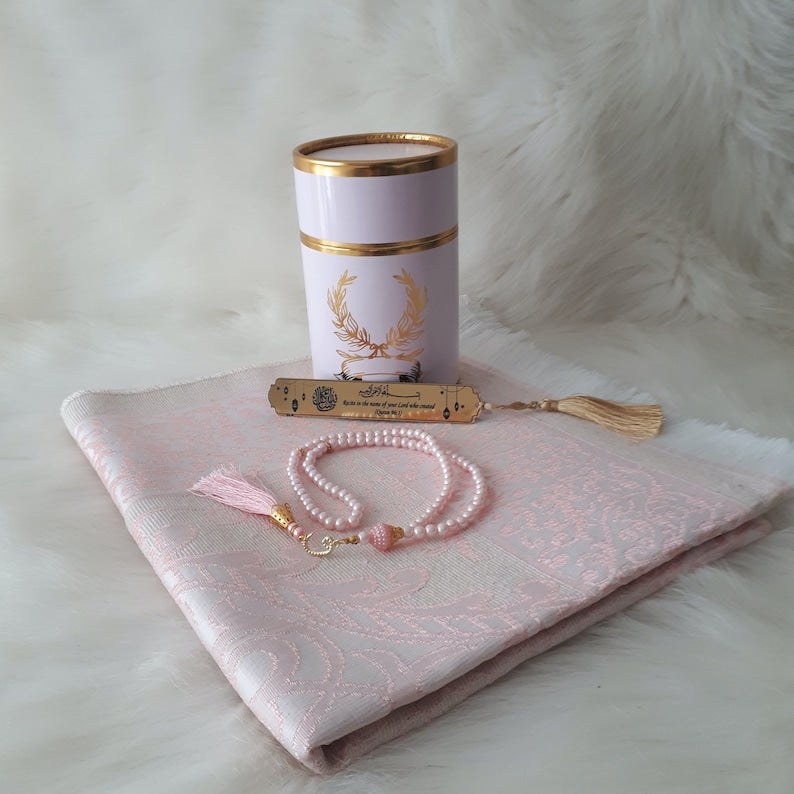 Prayer design mat, Tasbeeh & Prayer Hat Gift Box